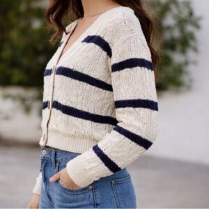 Striped Cream and Black Women's Sweater